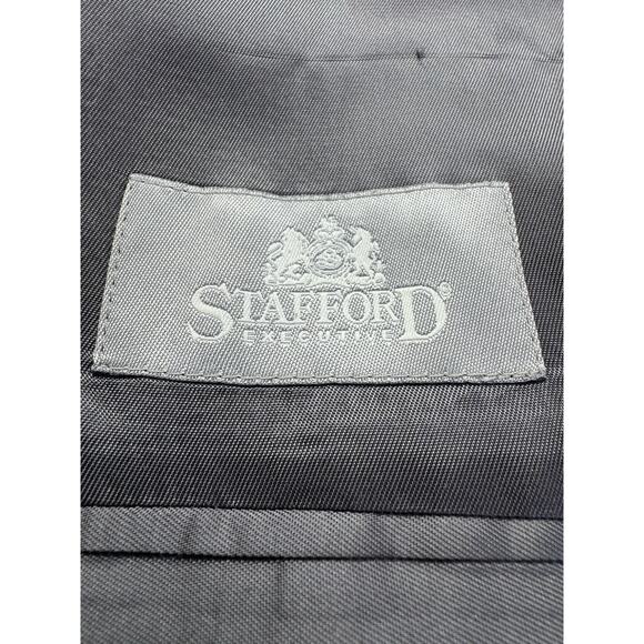 Charcoal Windowpane‎ Stafford Executive Wool Cashmere Blazer Sport Coat 48R - Picture 5 of 8
